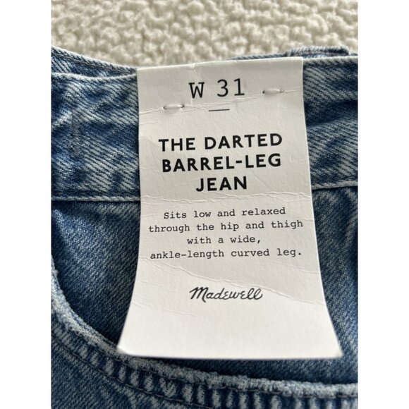 Madewell $158 The Darted Barrel-Leg Utility Jean Blue Irmo Wash Size 31 - Picture 11 of 16